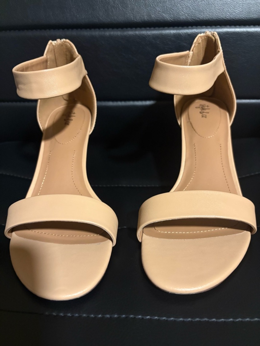 Style & Co. Beige Open-Toe Ankle-Strap Heels